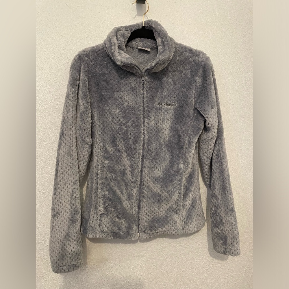 Columbia Gray Plush thick Long Sleeve with Full Zipper Size small RN69724
